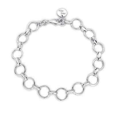 Circle Cable Chain Bracelet - 925 Sterling Silver Platinum Plated