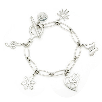 925 Silver Five Charm (Star ,Butterfly ,Heart ,Snow Flake & Music Note ) Braclet (6.5')