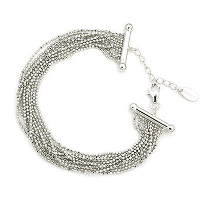 Silver Beads Dangling Style 925 Sterling Silver Bracelet (6.5")