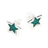 Lucky Start 925 Sterling Silver Green Shagreen Bezel Setting Star Stud Earrings