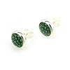 925 Sterling Silver Green Shagreen Bezel Setting Round Stud Earrings