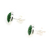 925 Sterling Silver Green Shagreen Bezel Setting Round Stud Earrings