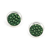 925 Sterling Silver Green Shagreen Bezel Setting Round Stud Earrings