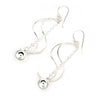 925 Sterling Silver Swirl And Ball Drop Style Fishhook Earrings