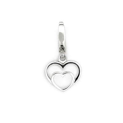 925 Sterling Silver Double Hearts Charm