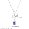 925 Silver Clover Necklace with Purple CZ