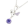 925 Silver Clover Necklace with Purple CZ