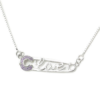 Love Buckle - 925 Silver Love CZ Necklace