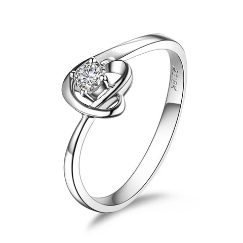 4-Prong Round Diamond Ring - 18K/750 White Gold