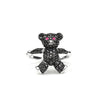 Everlasting Bear Black Crystal 925 Silver Ring / Pendant /w Rope Chain