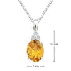 Oval Citrine & Tri-top Diamond Pendant in 18K/750 White Gold