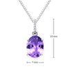 Oval Amethyst 4-Prong Solitaire Diamond Accented pendant in 18K/750 White Gold With 925 Sterling Silver Chain (16')