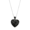 Silver Kings 925 Sterling Silver Black CZ Heart Shaped Necklace (22')