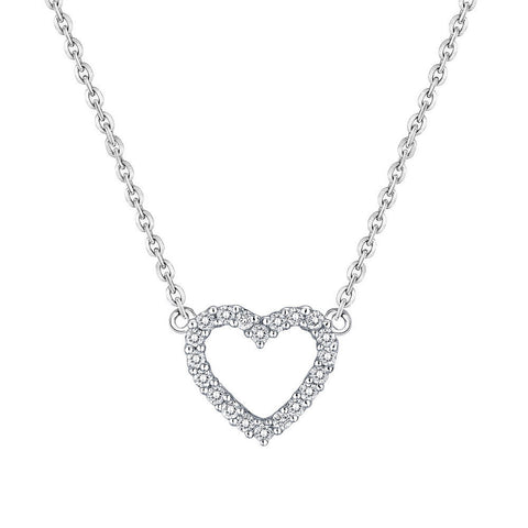 Heart Shape Diamond Necklace - 18K/750 White Gold