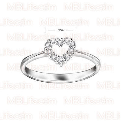 Heart Paved Diamond Ring - 18K/750 White Gold